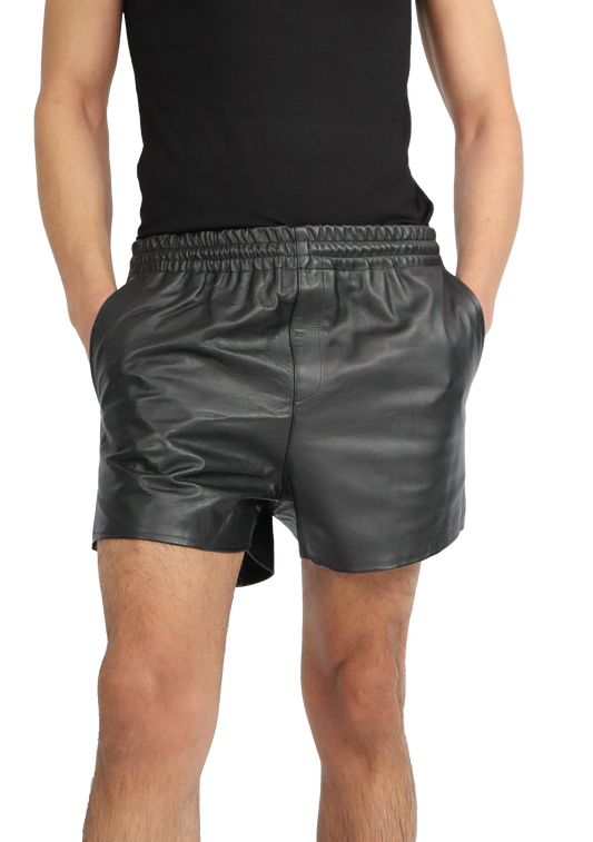 black leather boxer shorts
