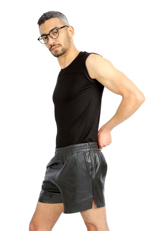 leather shorts