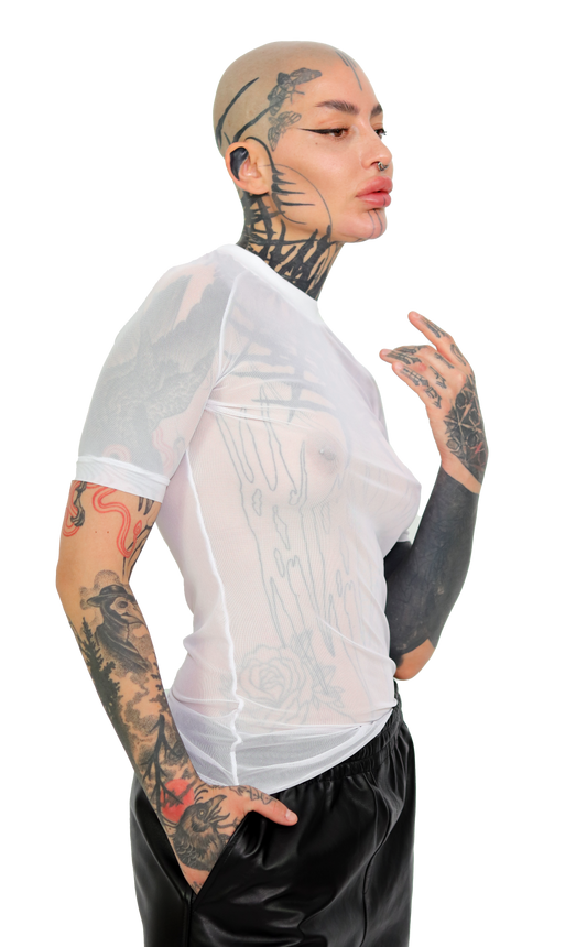 WHITE mesh T-shirt