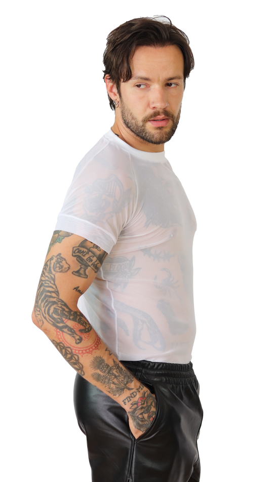 White mesh T-shirt