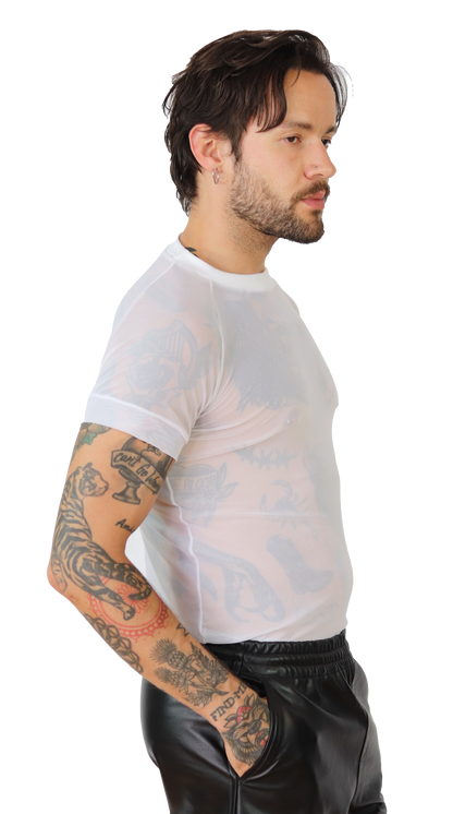WHITE mesh T-shirt