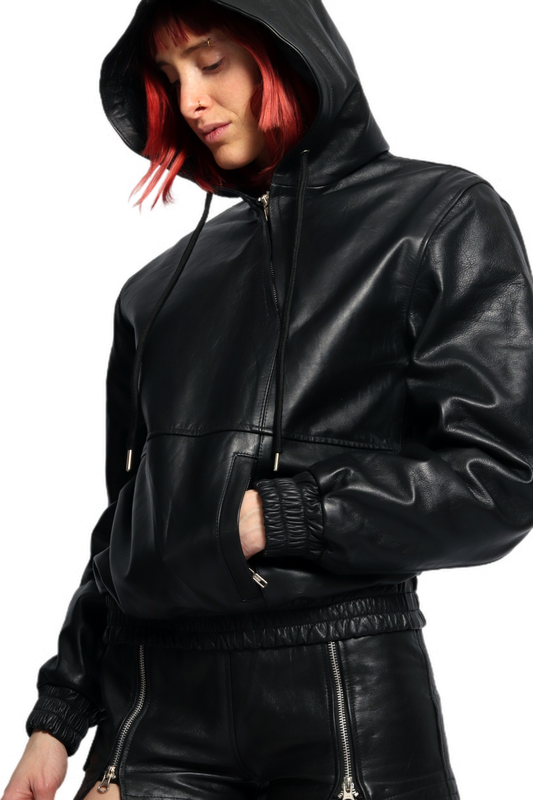 THEO leather hoodie