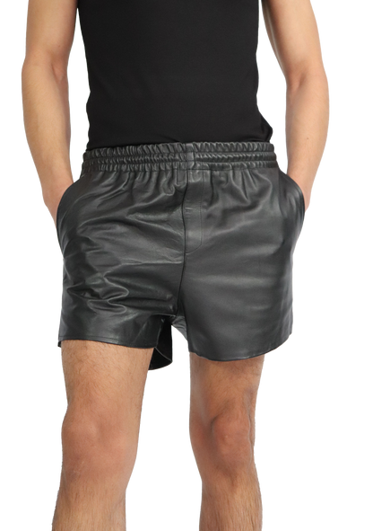 black leather boxer shorts
