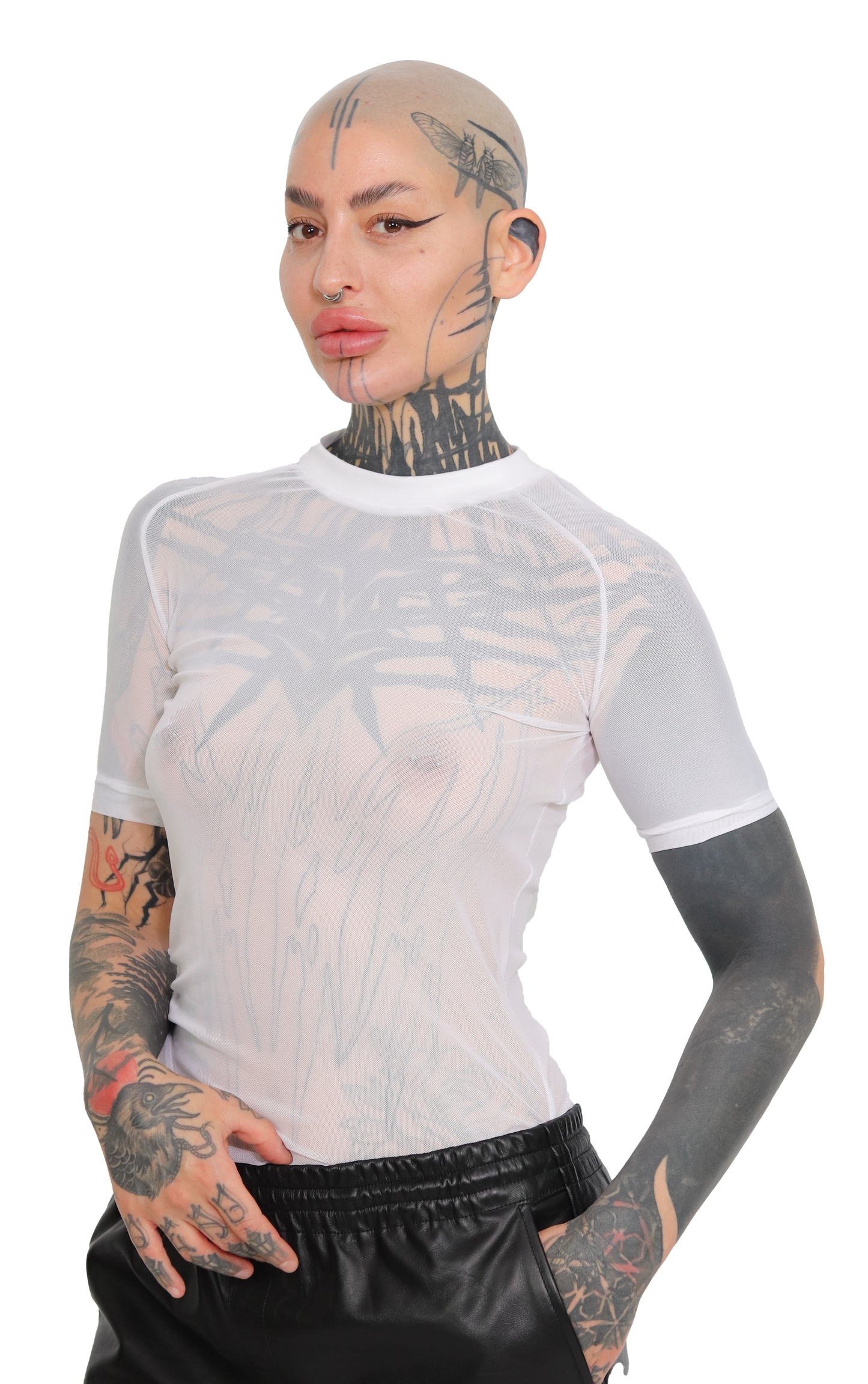 WHITE mesh T-shirt