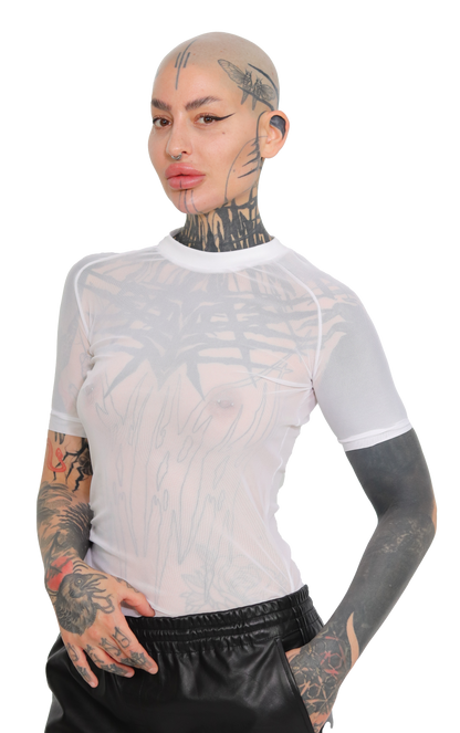 WHITE mesh T-shirt