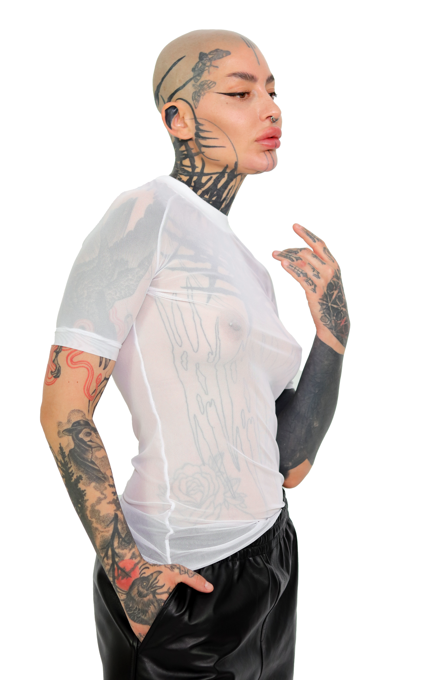 WHITE mesh T-shirt